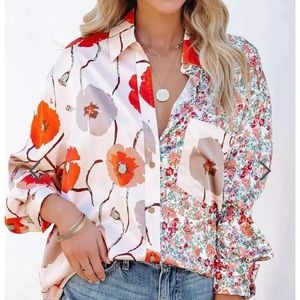Floral print button up blouse